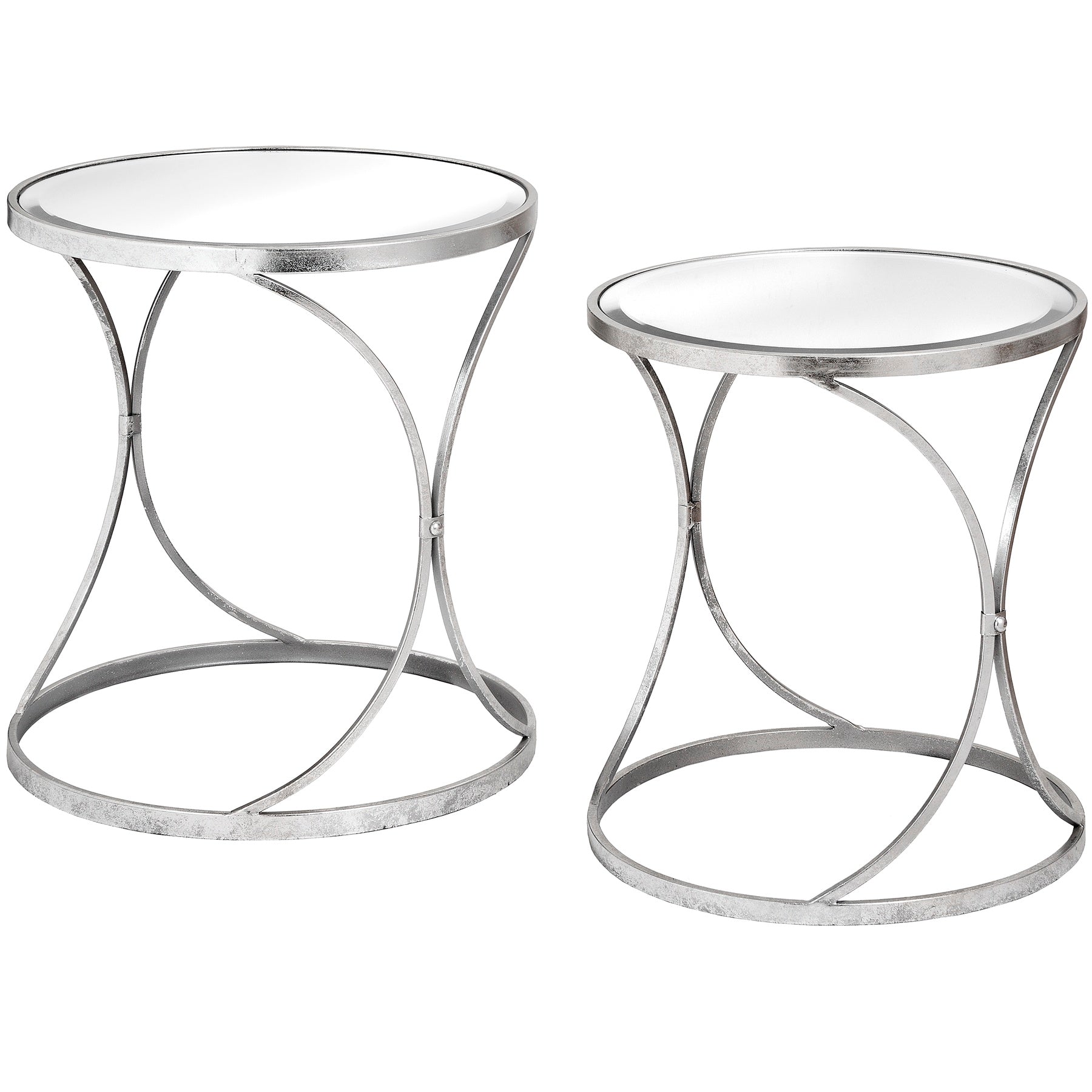 Silver Curved Design Set Of 2 Side Tables – Luxury and Designer Furniture by Vendor. Premium modern furniture for curated home decor.
