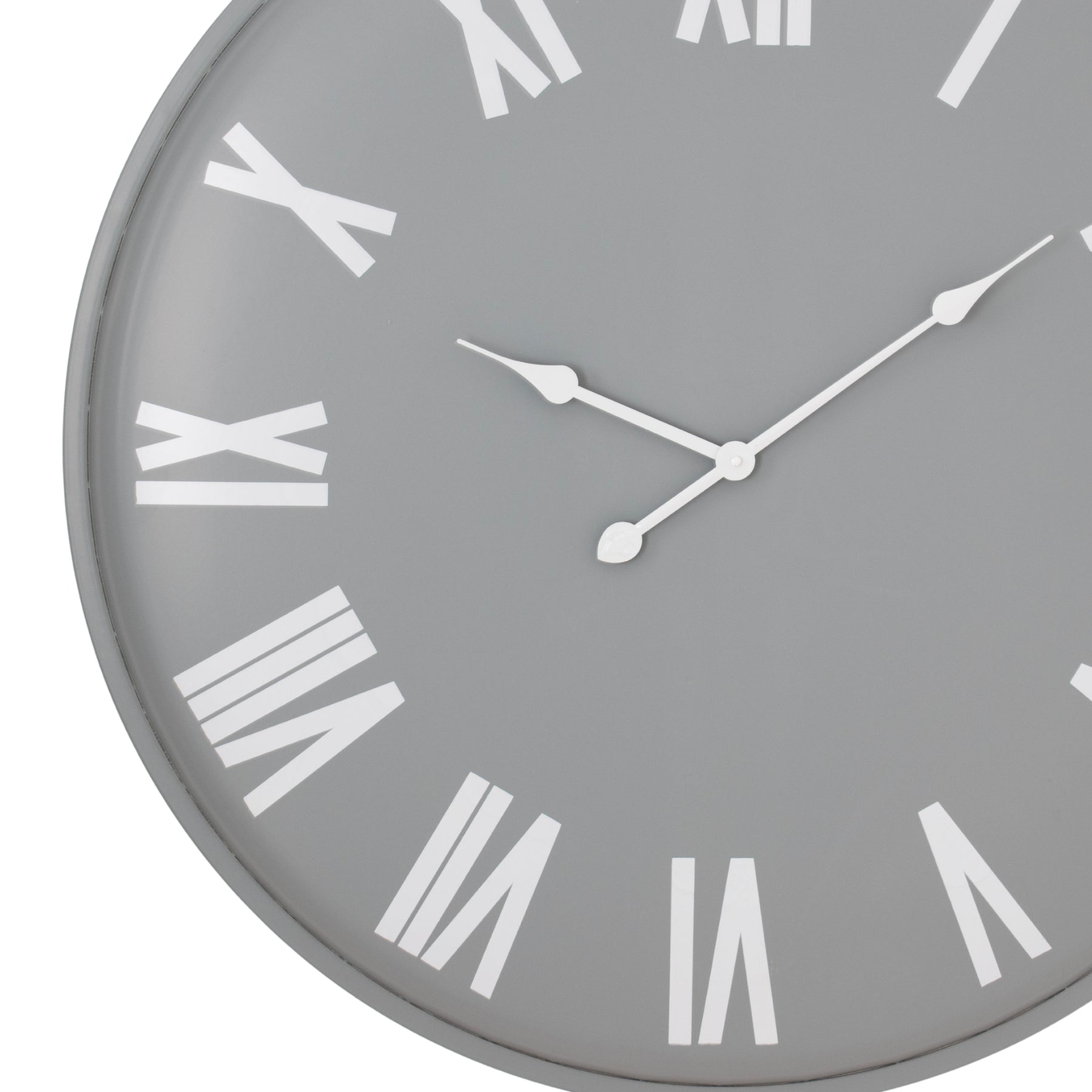 Rothay Large Wall Clock in light grey with white Roman numerals, perfect for luxury and modern home décor, part of curated furniture collection.