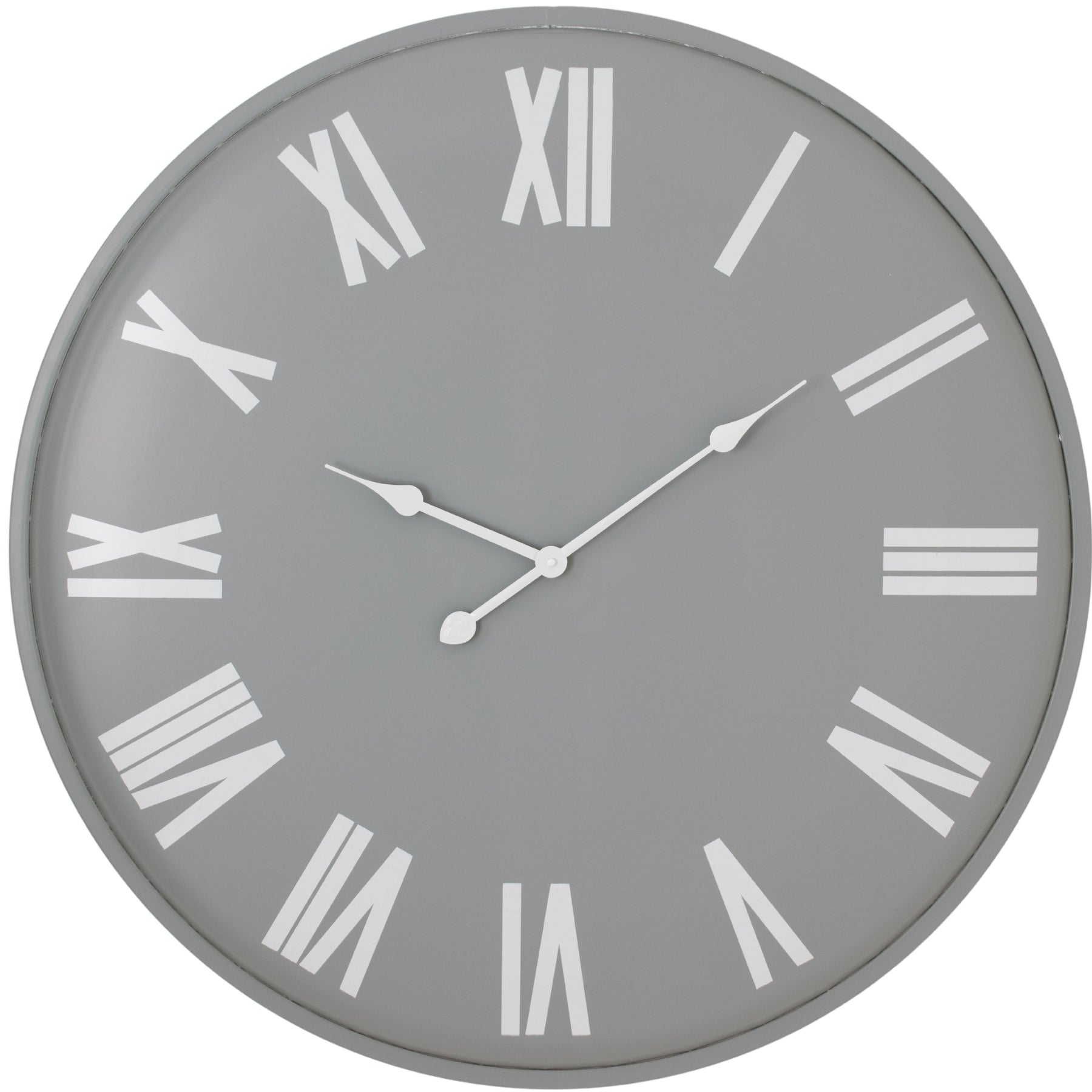 Rothay Large Wall Clock – Luxury and Designer Furniture, 80cm, sleek white roman numerals on grey, modern and premium home decor.