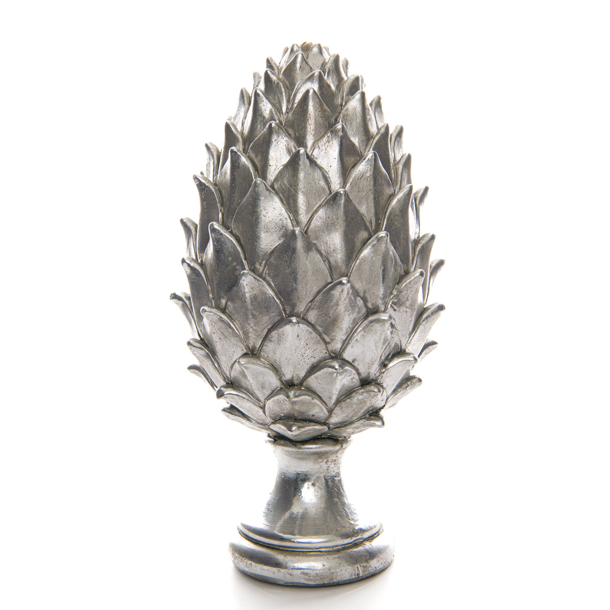 Tall Silver Pinecone Finial – Luxury Designer Furniture. Modern silver decor accent, perfect for premium home furnishings and curated collection.