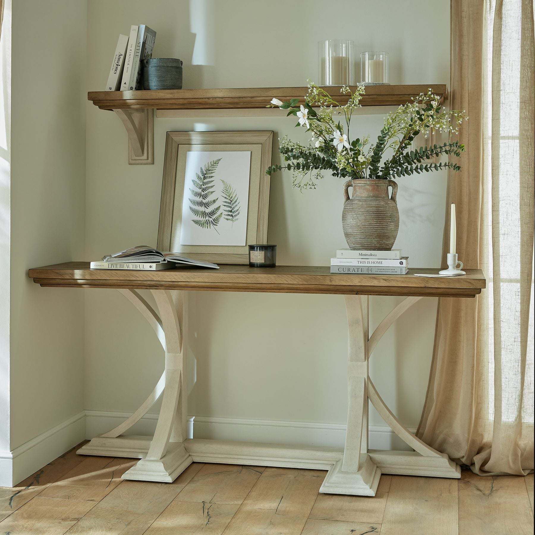 Siena Brown Amphora Pot on elegant console table, luxury modern furniture, rustic Mediterranean decor, premium home furnishings.