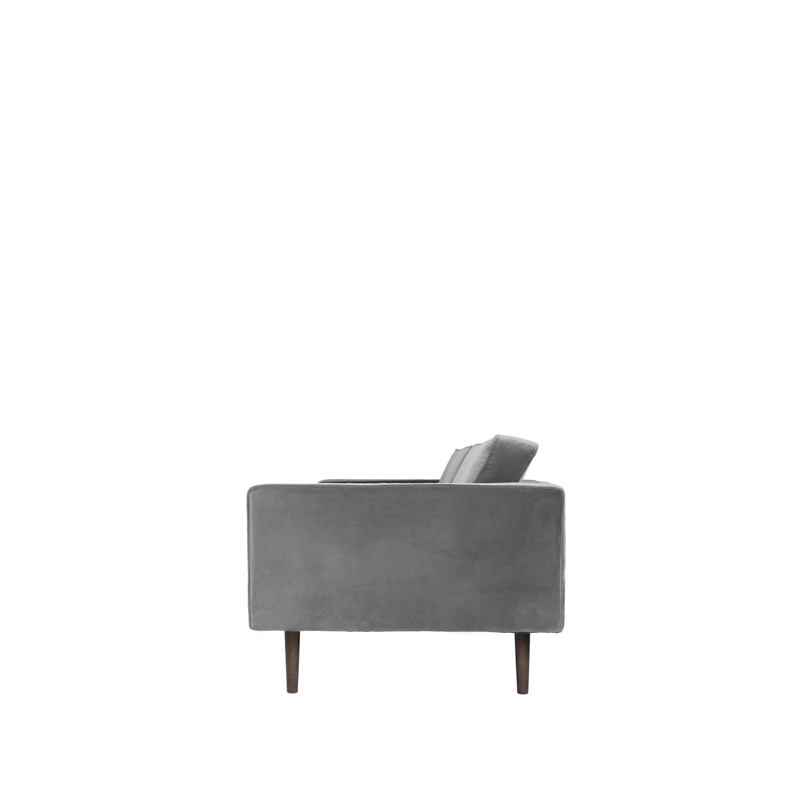 Wind Sofa 2-seater in Drizzle Grey, side view. Luxury modern furniture, perfect for high-end home decor. Elegant and comfortable design.