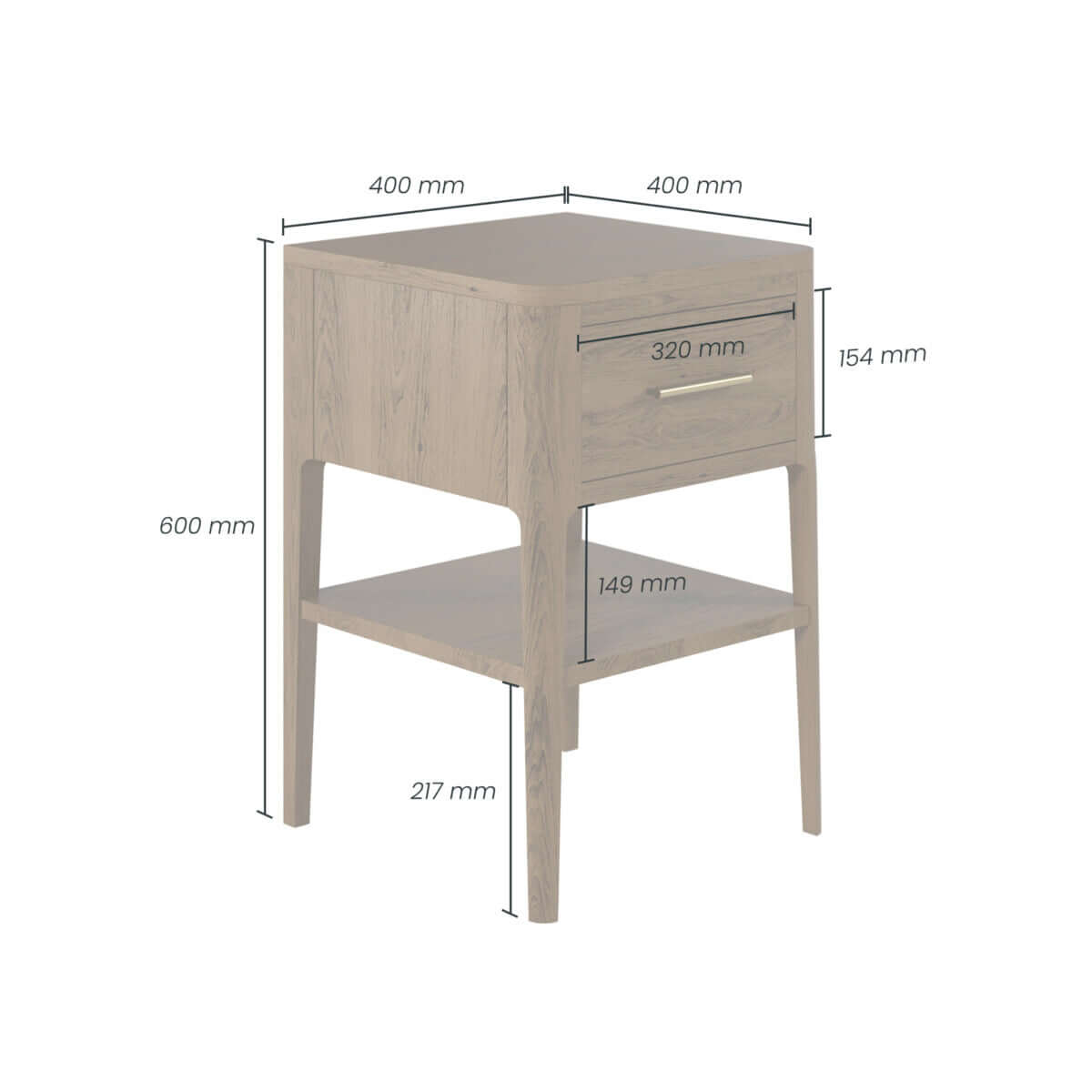 Abberley Bedside | Brown | 1 Drawer