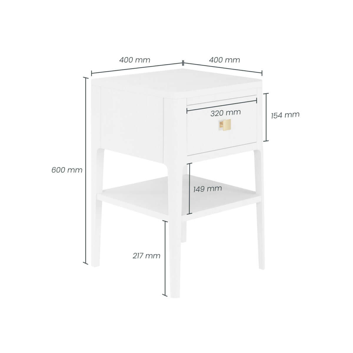 Abberley Bedside | White | 1 Drawer