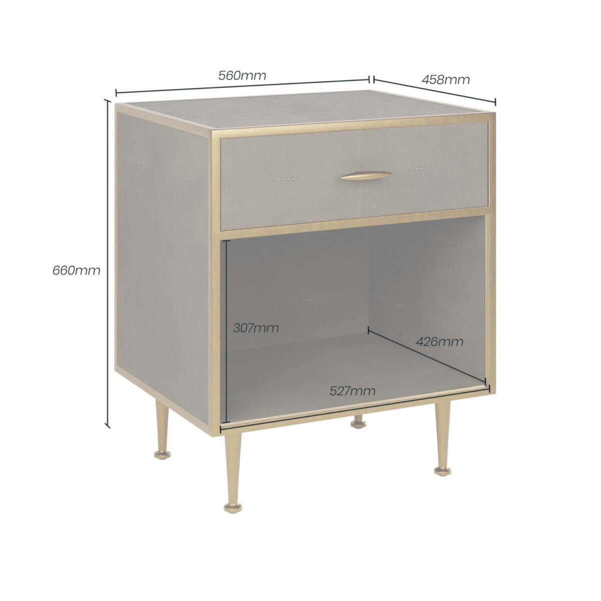 Hampton Bedside Table | Grey Shagreen