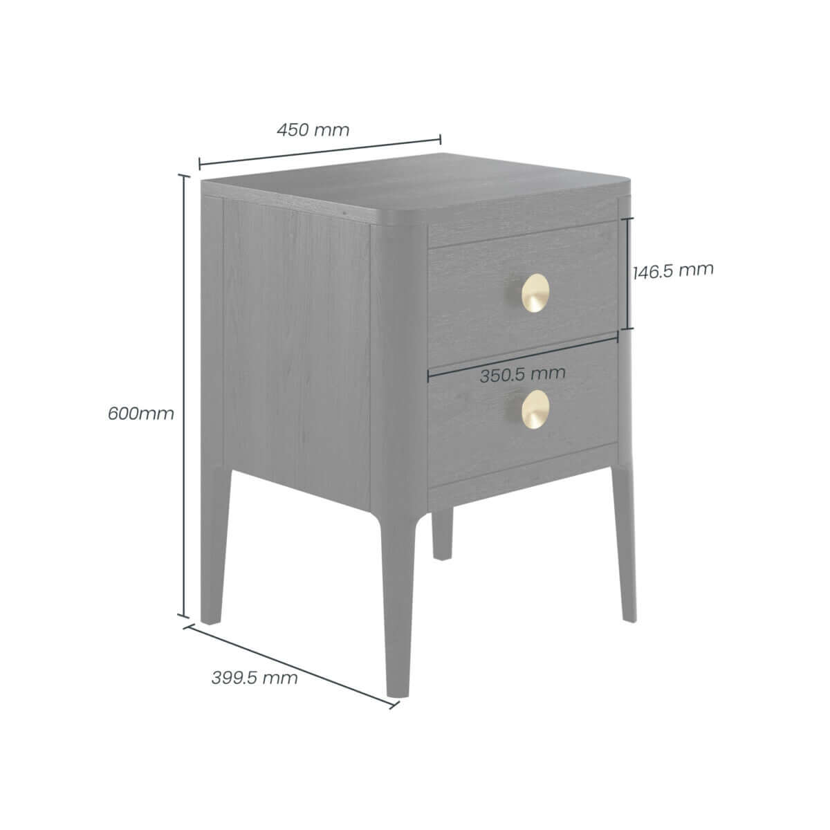 Abberley Bedside | Black | 2 Drawers