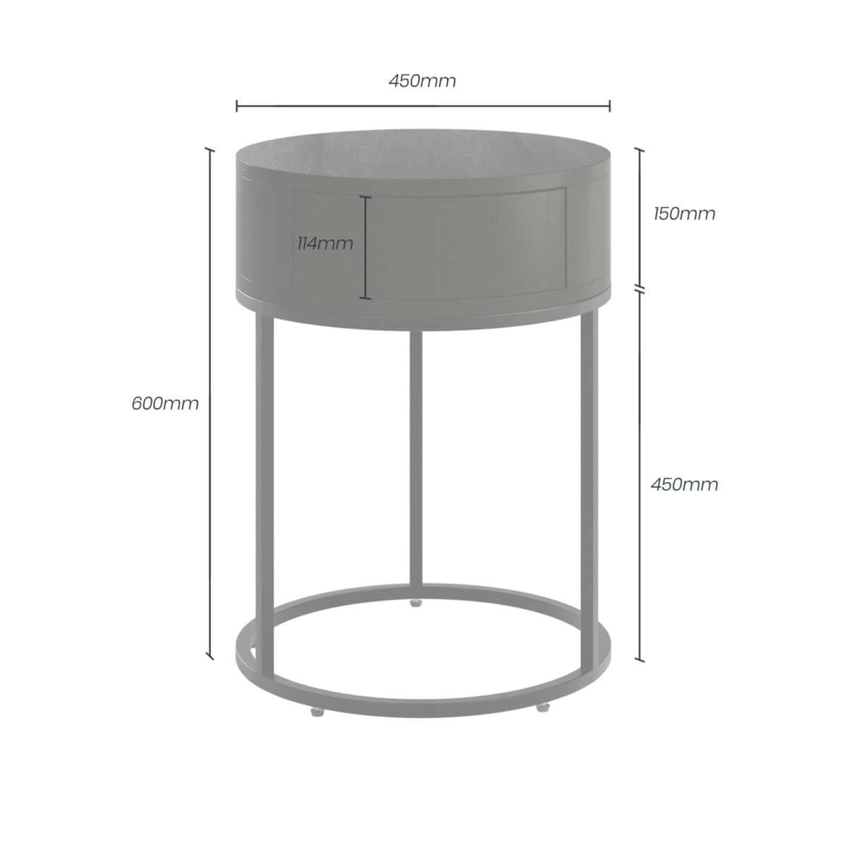 Hampton Bedside | Round Wooden | Black