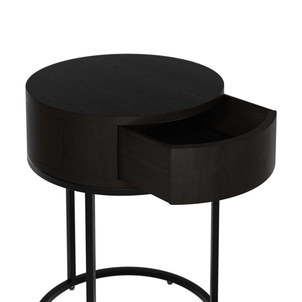 Hampton Bedside | Round Wooden | Black
