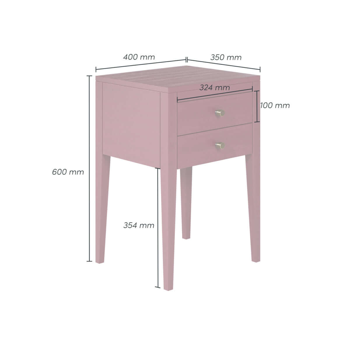 Radford Bedside | Red | 2 Drawers