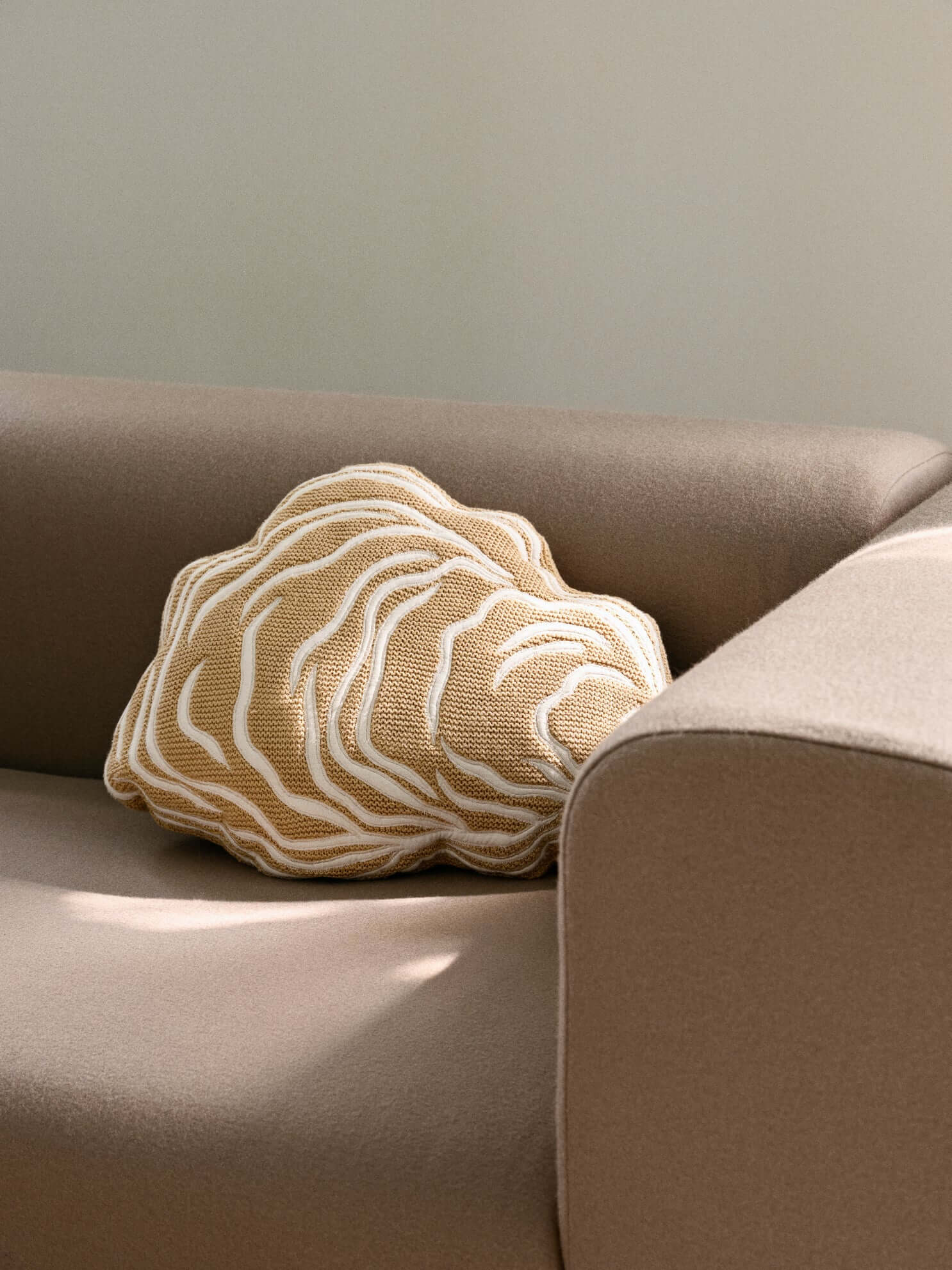 Lagoon Right Corner Module by Broste Copenhagen, luxury and designer furniture, modern latte-colored fabric, premium home decor.