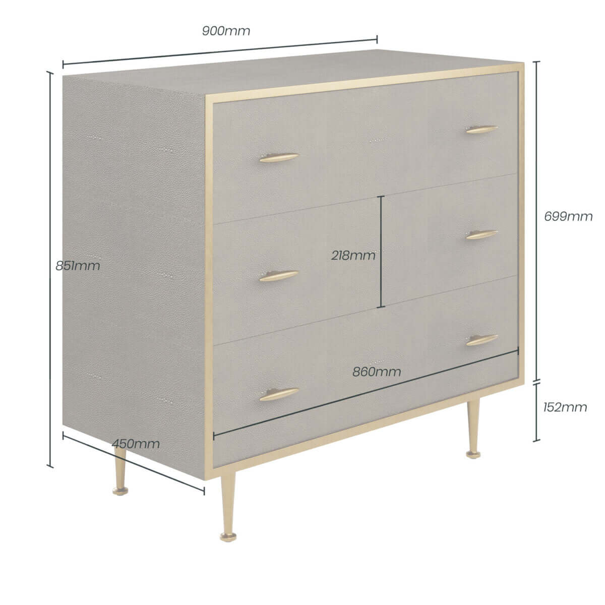 Hampton Chest of Drawers | Grey Shagreen