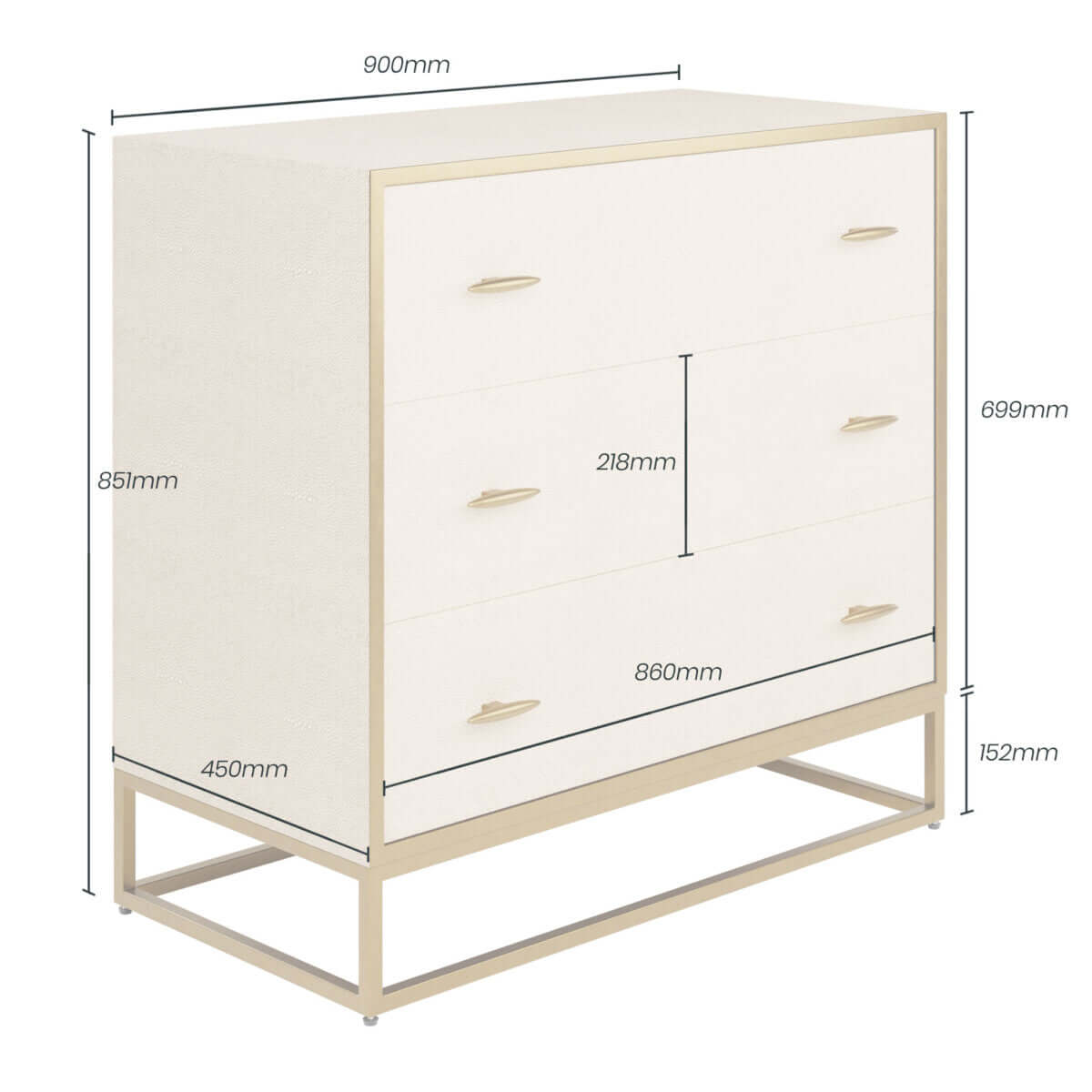 Hampton Chest of Drawers | Ivory Shagreen