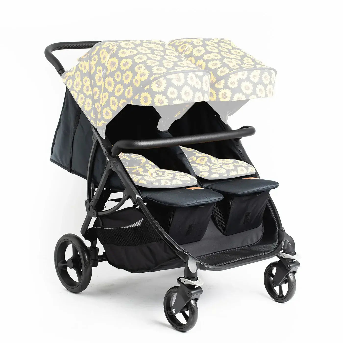 Roma Gemini 2 Base luxury double stroller, chic floral design, perfect for modern and stylish parents. Designer furniture collection.