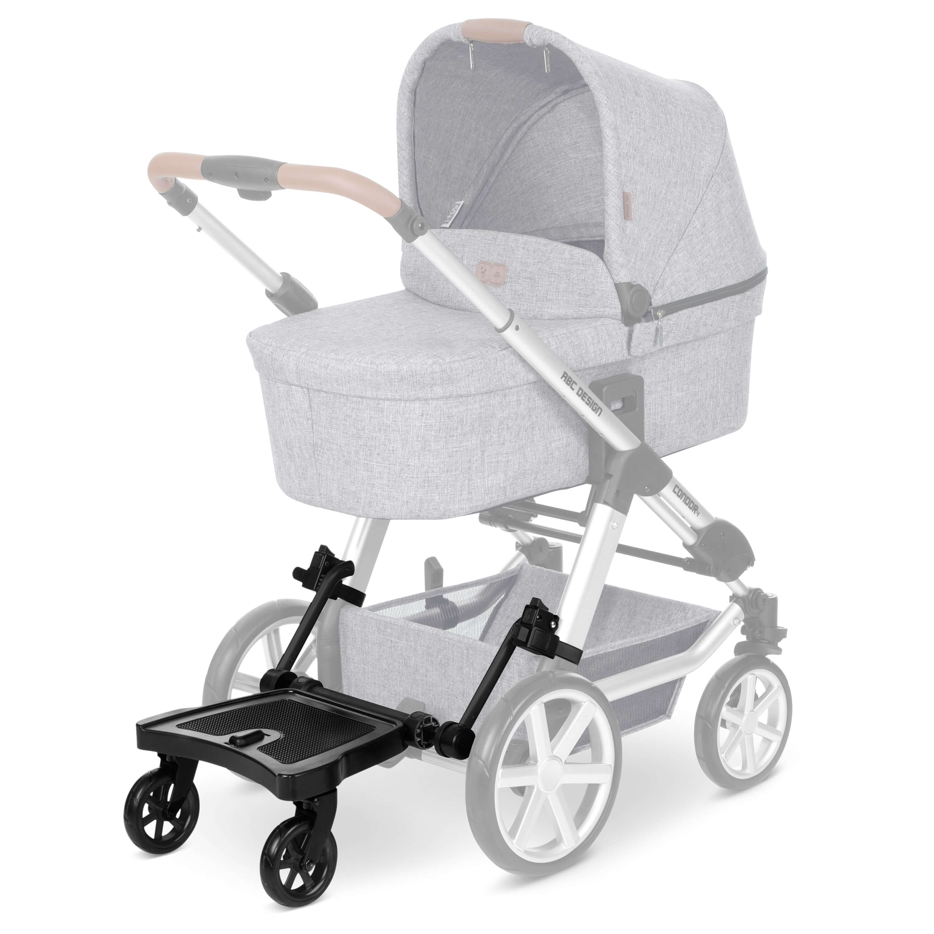 Luxury ABC Design Kiddie Ride On 2 Board - Black, premium modern ride-on accessory for strollers, enhancing high-end home decor.