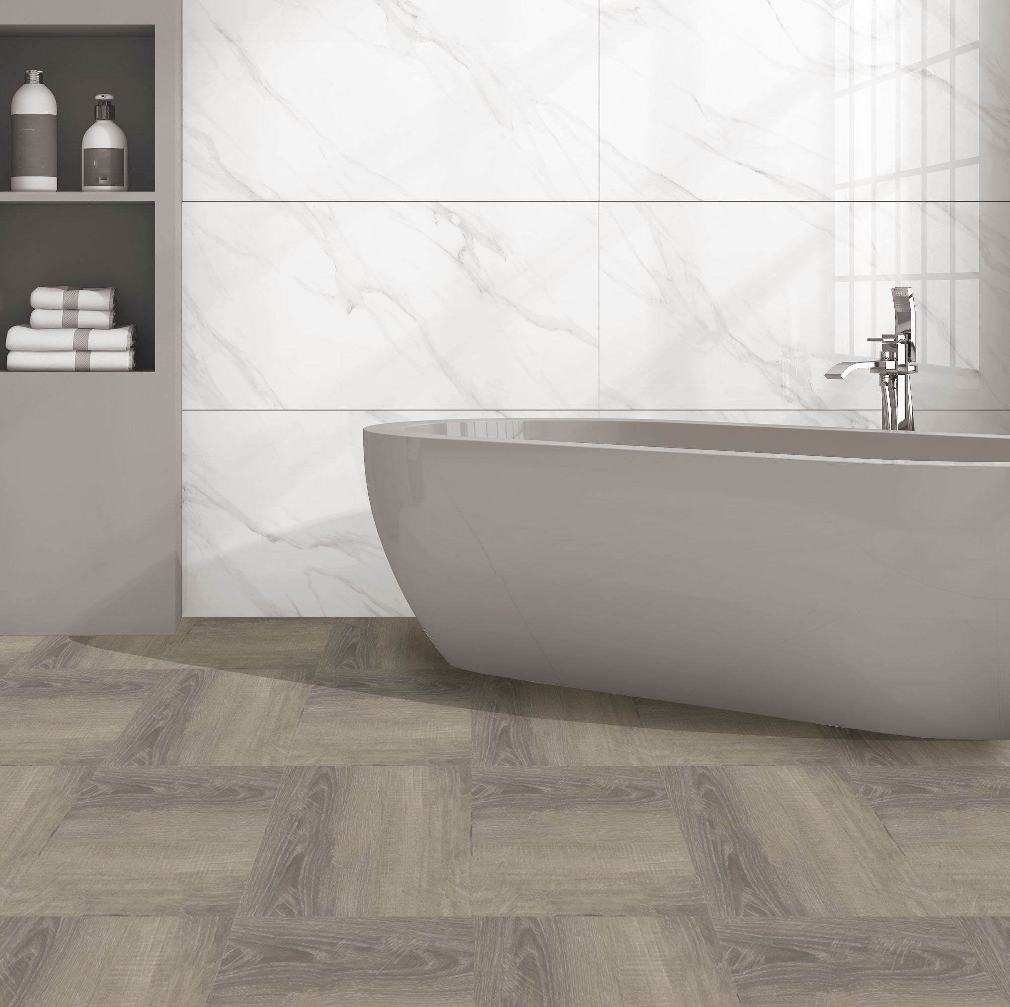 Floor Tile Wood 30.5x30.5cm Taupe (10 Tiles Per Pack) image 3
