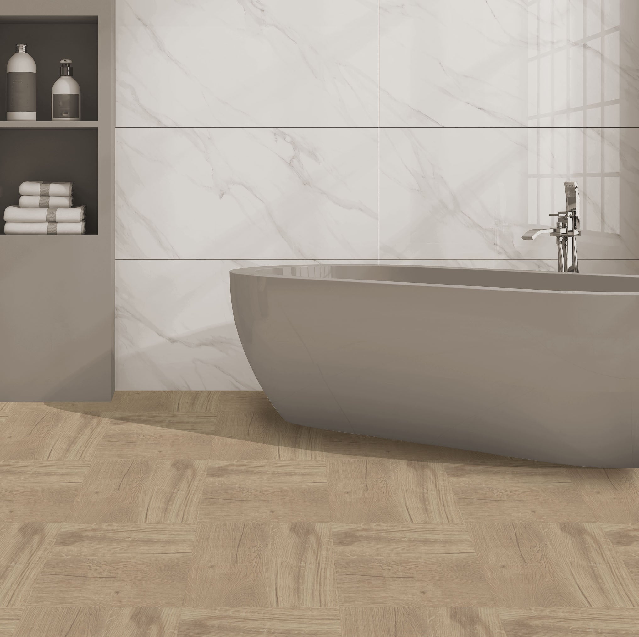 Floor Tile Wood 30.5x30.5cm Natural (10 Tiles Per Pack) image 3