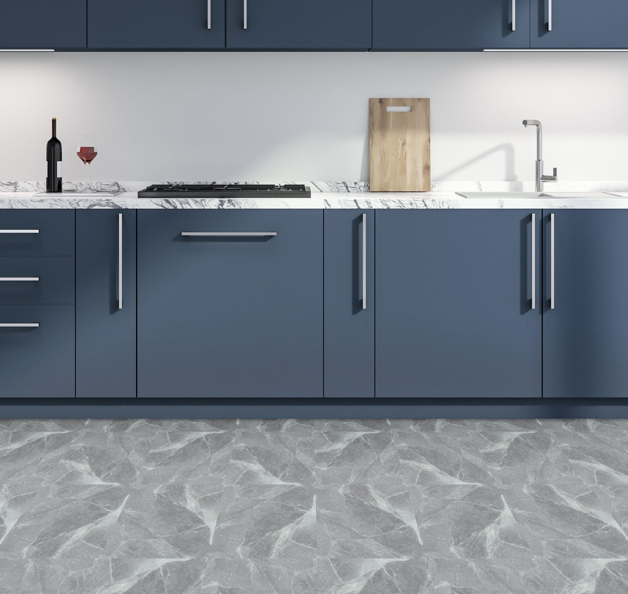 Floor Tile Marble 30.5x30.5cm Grey (10 Tiles Per Pack) image 4