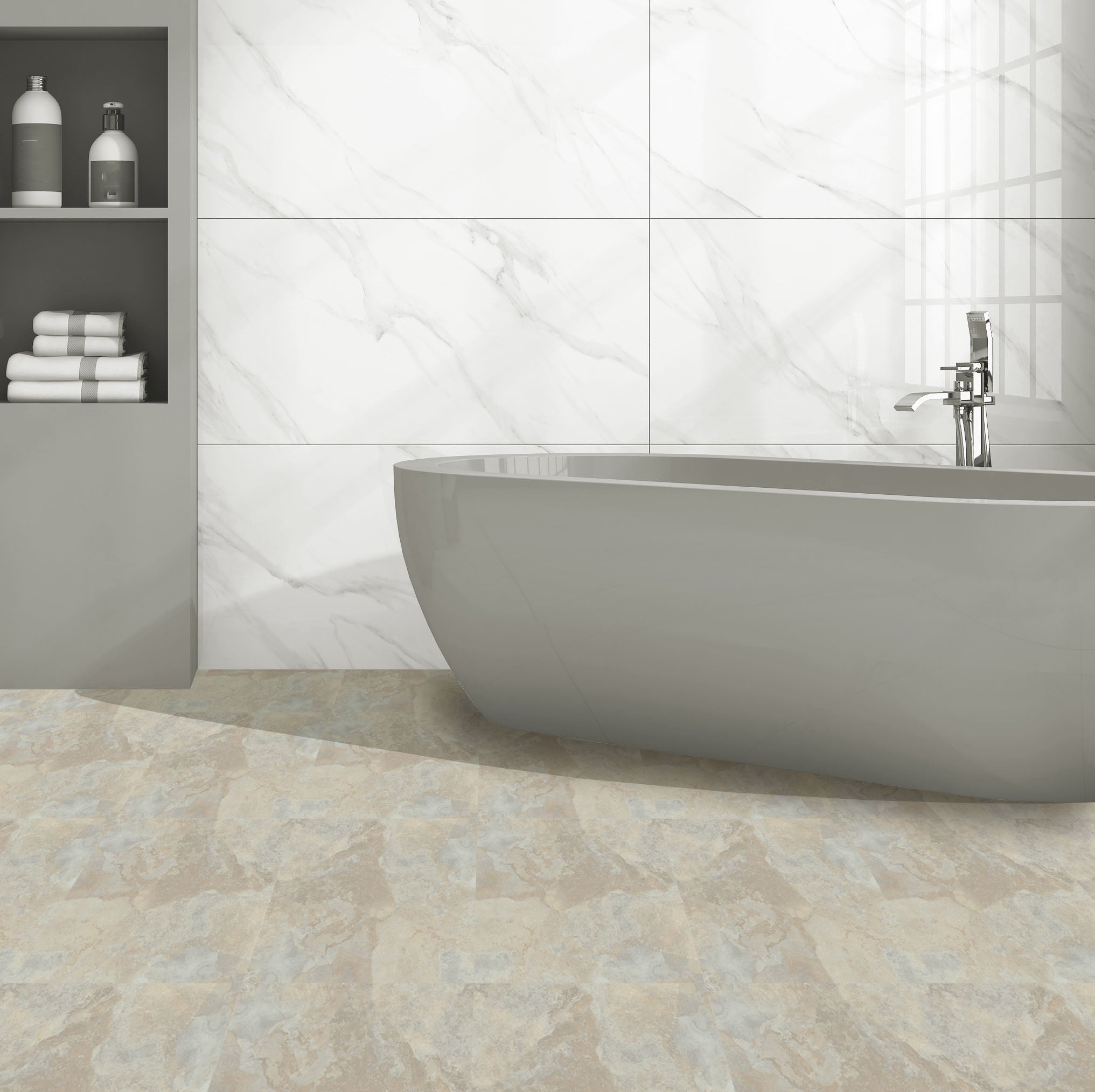 Floor Tile Stone 30.5x30.5cm Natural (10 Tiles Per Pack) image 3