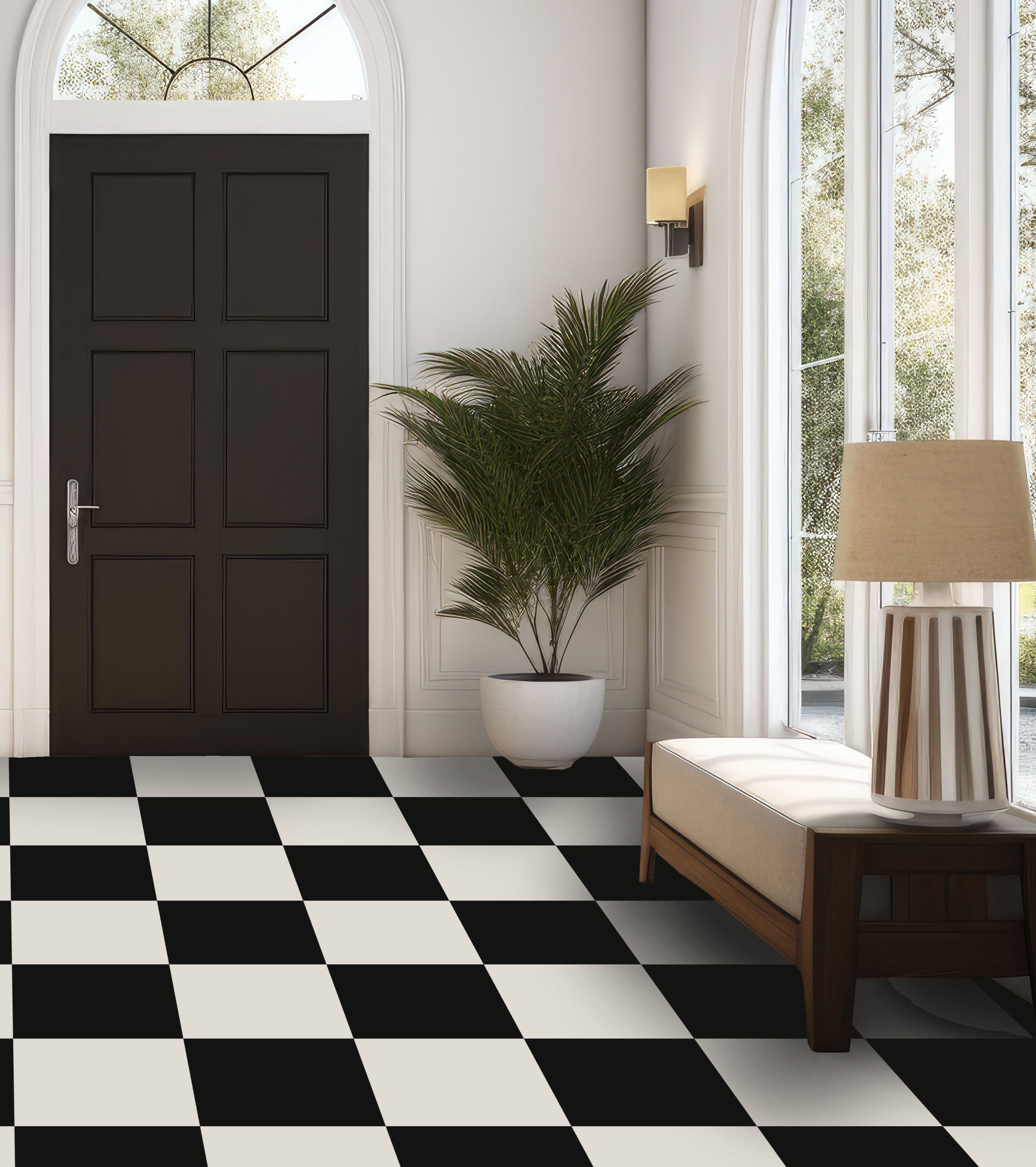 Floor Tile Plain 30.5x30.5cm Black & White (10 Tiles Per Pack) image 4
