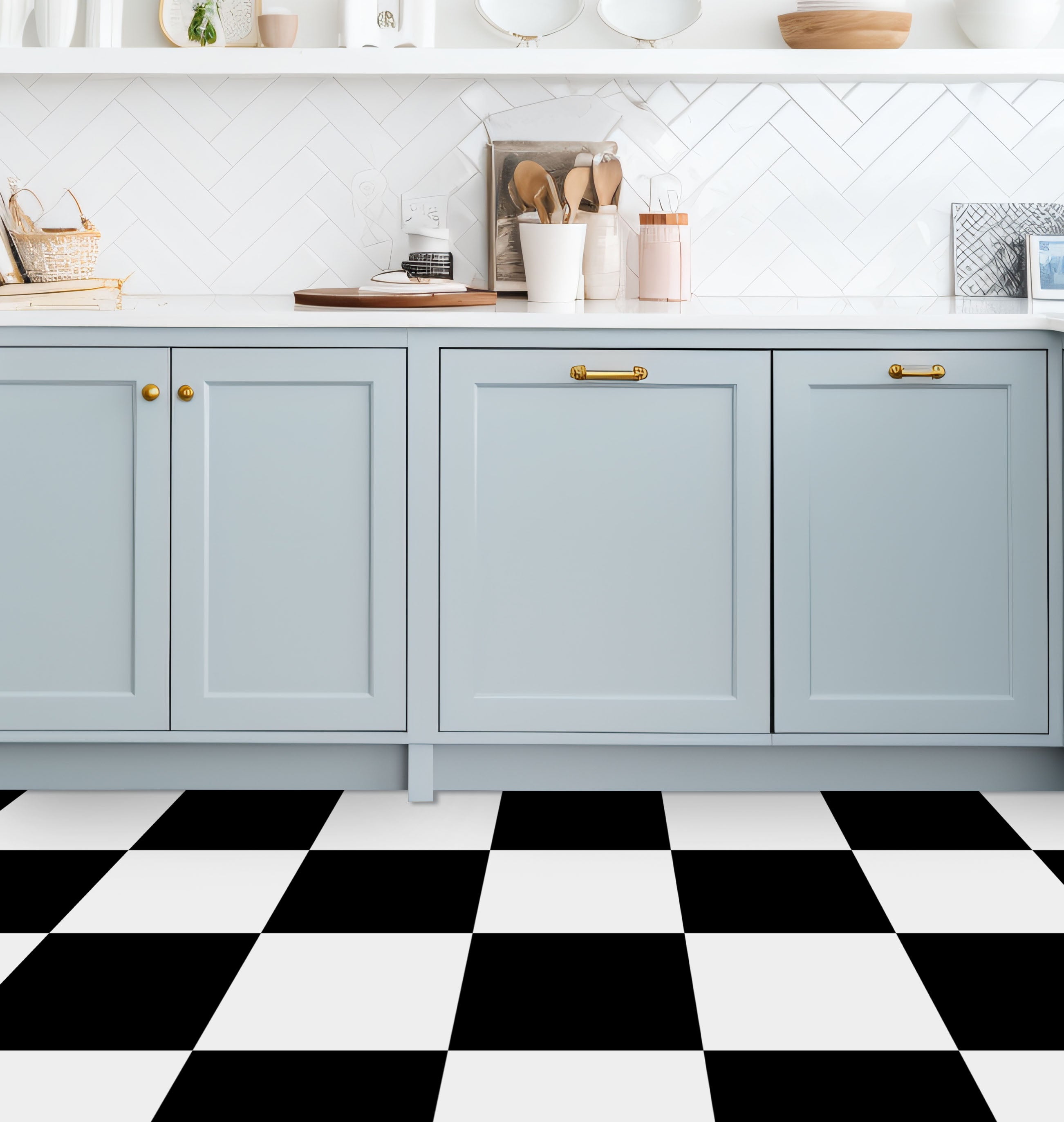 Floor Tile Plain 30.5x30.5cm Black & White (10 Tiles Per Pack) image 3