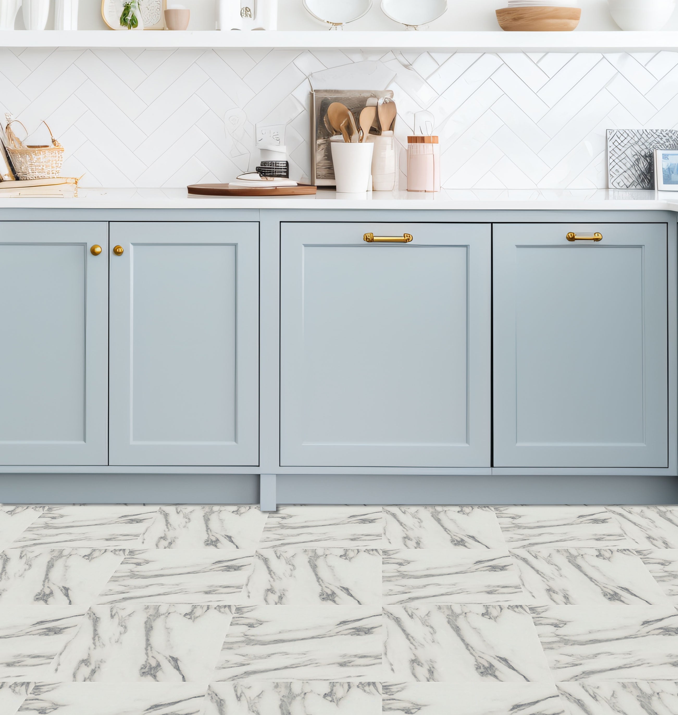 Floor Tile Carrara Marble 30.5x30.5cm Mono (10 Tiles Per Pack) image 3