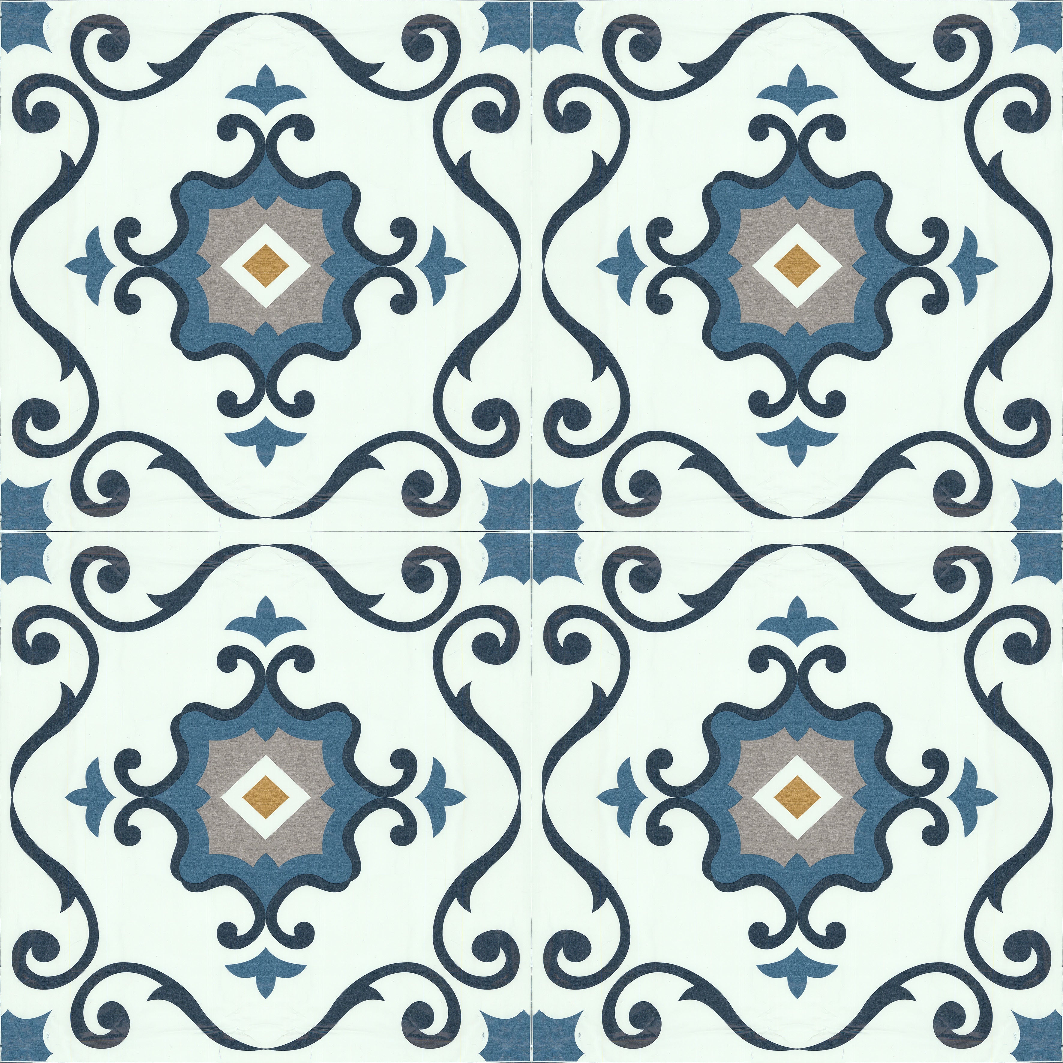 Floor Tile Motif 30.5x30.5cm Blue (10 Tiles Per Pack) image