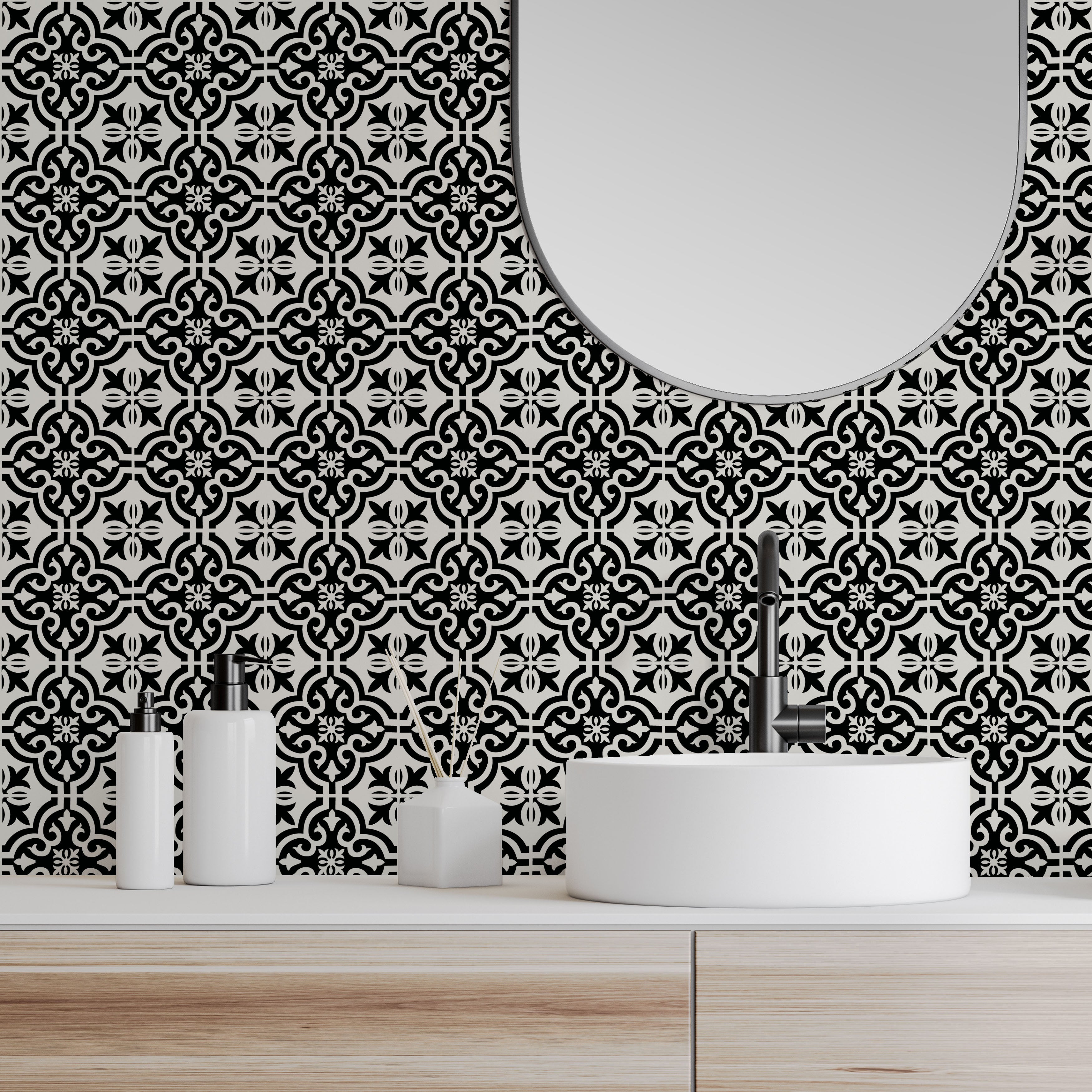 Wall Tile Motif 30.5x30.5cm Black (5 Tiles Per Pack) image 4