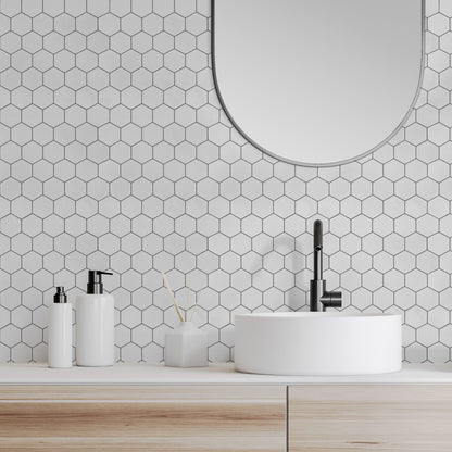 Wall Tile Hexagon 30.5x30.5cm White (5 Tiles Per Pack) image 3