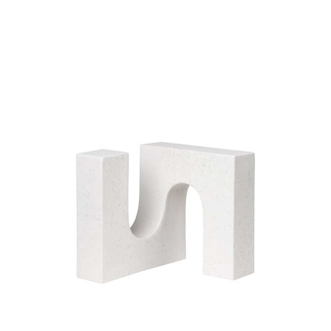 Minimalist white brick sculpture with modern geometric design, perfect for luxury and designer home decor.