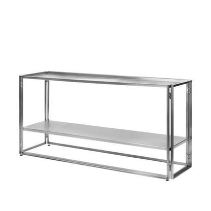 Luxury Foldable Console in brushed stainless steel, ideal for modern homes and lofts. Premium designer furniture in an industrial style.