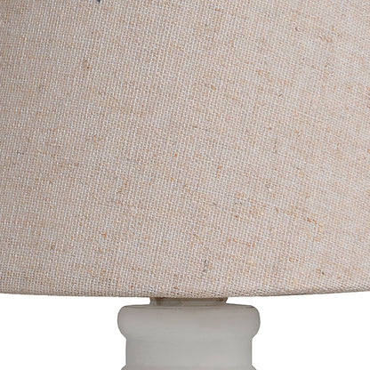 Cyrene Table Lamp with oatmeal shade and white wooden base, perfect for luxury and modern home decor. Premium designer furniture.