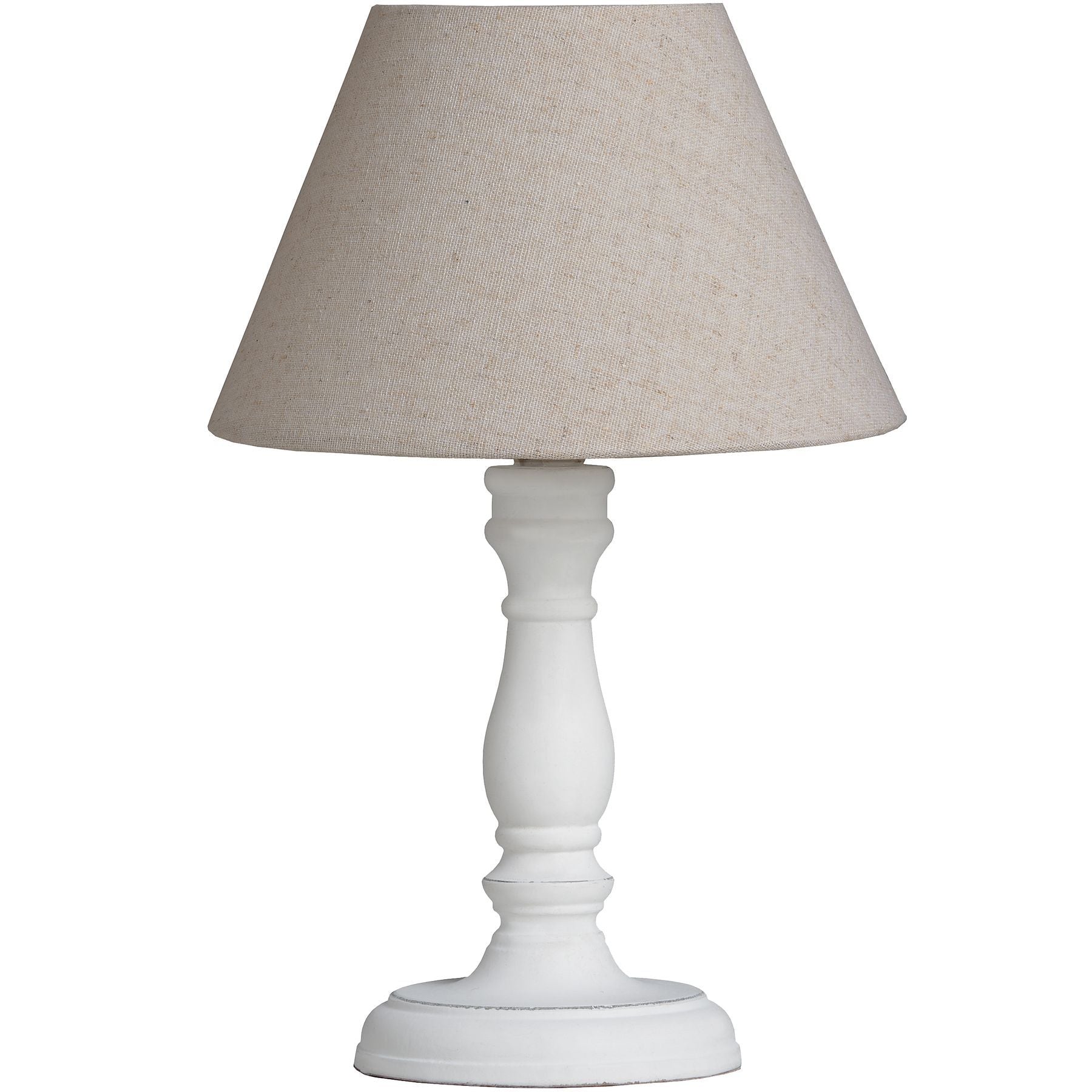 Cyrene Table Lamp – Luxury Furniture featuring a white wooden base and oatmeal shade for premium modern home decor.