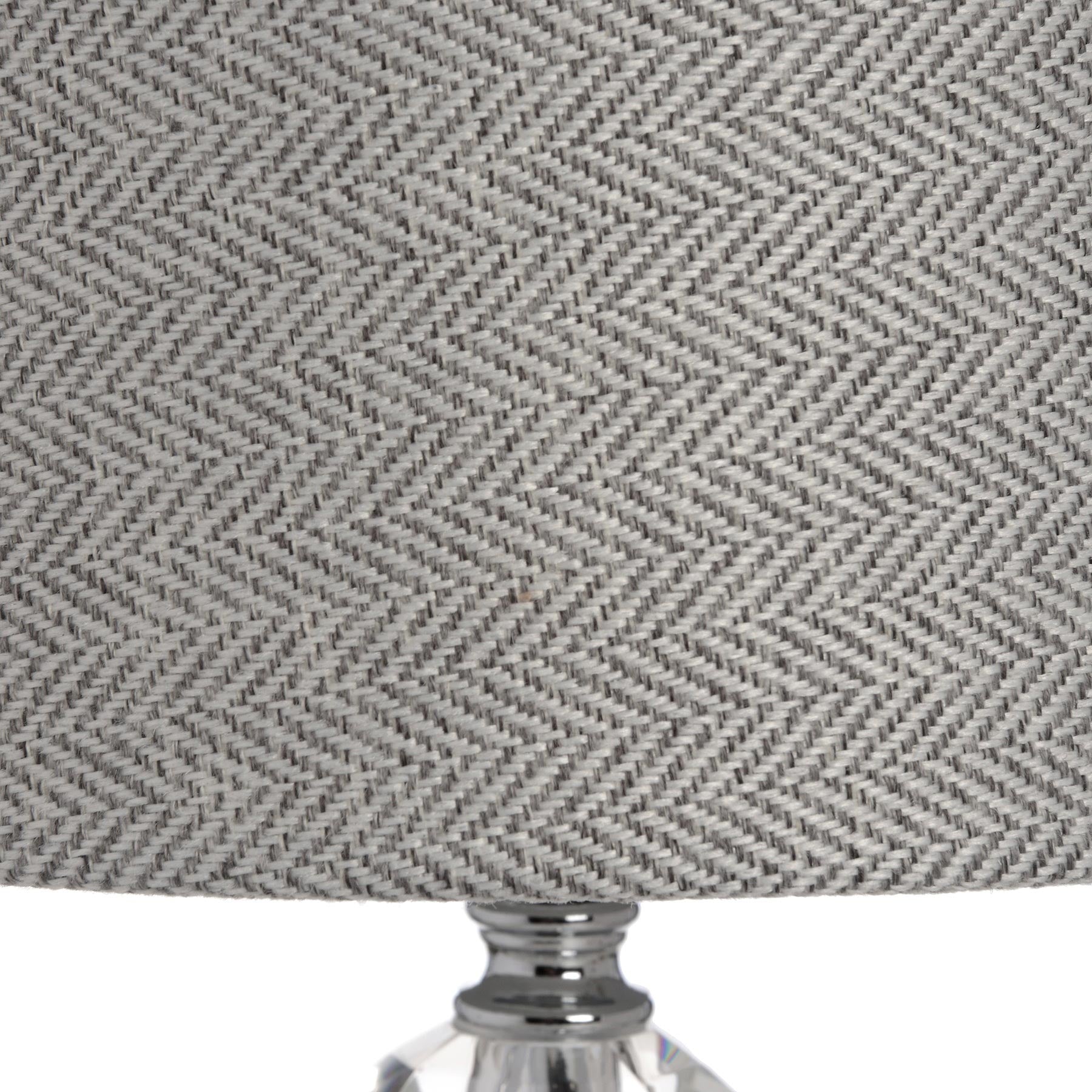 Florence Chrome Table Lamp with herringbone shade, luxury modern furniture ideal for curated home decor.