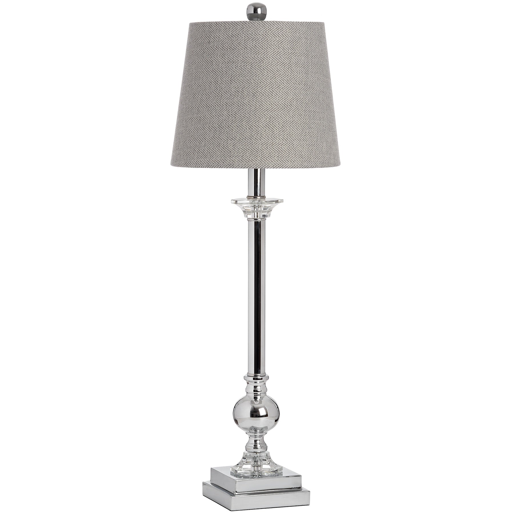 Milan Chrome Table Lamp – Luxury and Designer Furniture by [Vendor Name]. Modern furniture with hand-cut glass detail and herringbone shade.