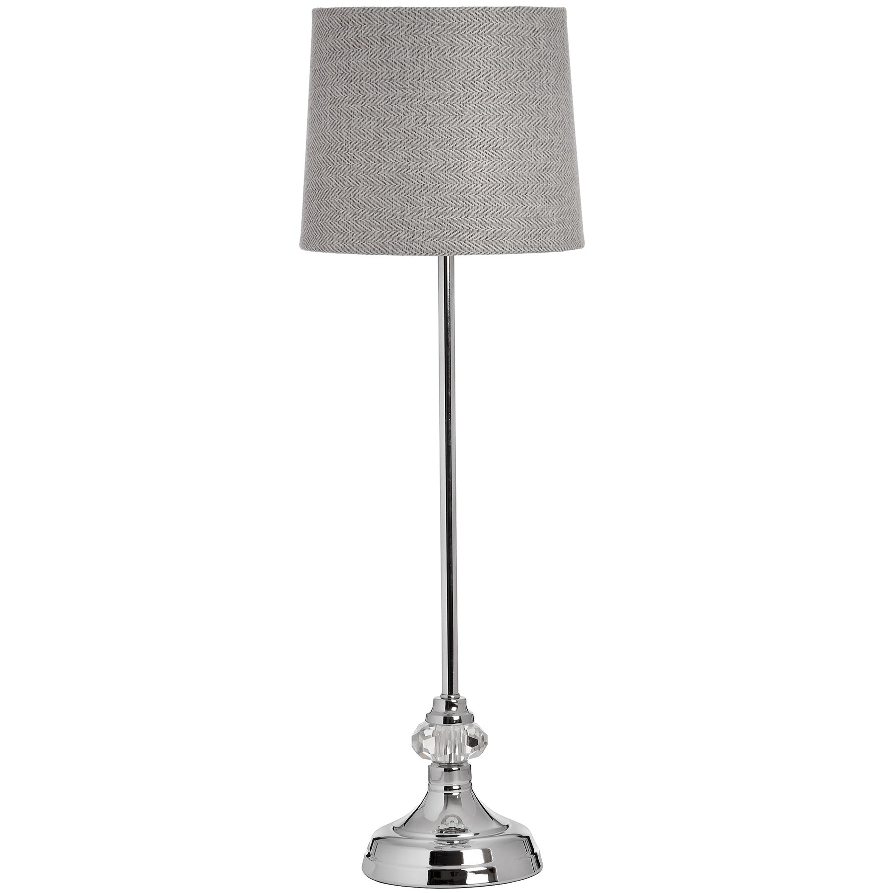 Genoa Chrome Table Lamp with grey herringbone shade, luxury designer furniture in modern style for premium home decor.
