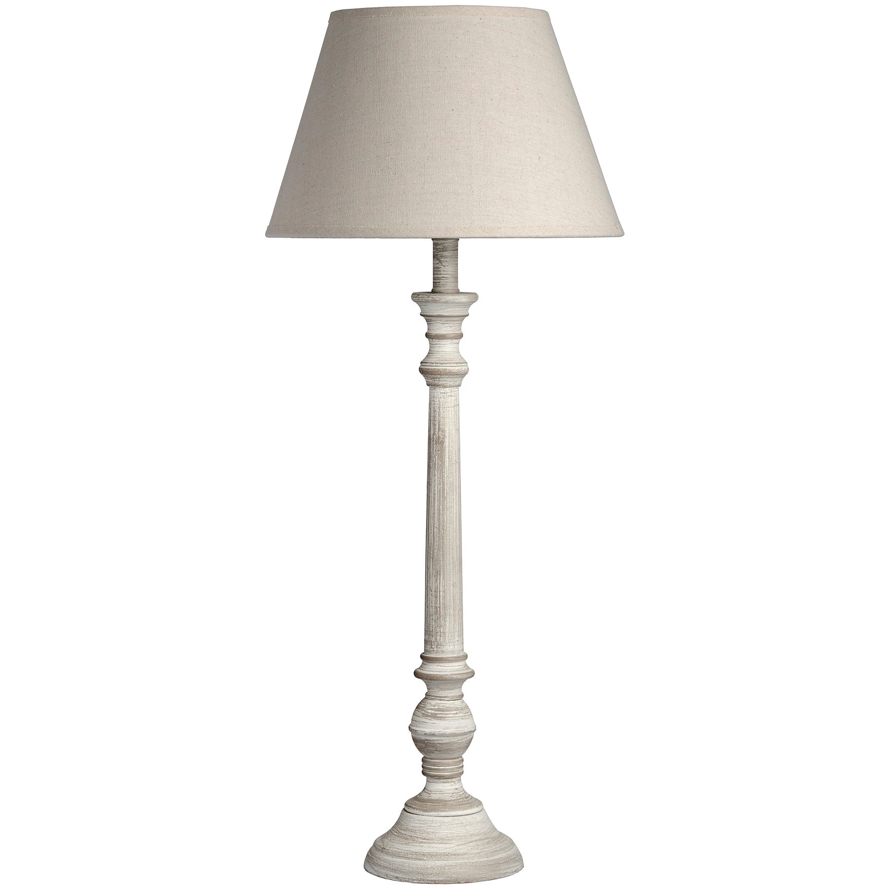 Leptis Magna Table Lamp with grey-washed wooden base and linen shade, perfect for luxury, modern home decor.