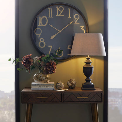 Soho Brass And Black Large Clock – Luxury Furniture by Vendor. Modern design with brass numerals for high-end home decor.