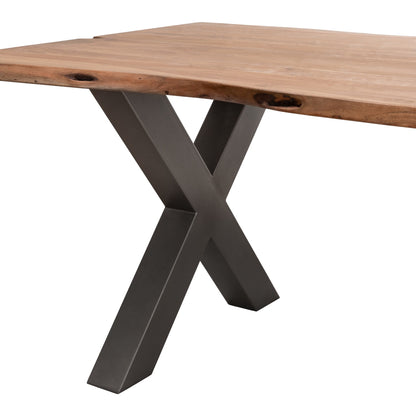 Live Edge Collection Dining Table - Luxury Designer Furniture with Metal Cross Leg. Perfect for Modern High-End Home Decor.