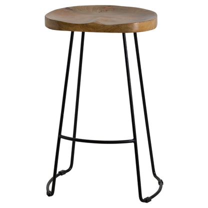 Franklin Hardwood Shaped Barstool with metal legs - Luxury and Designer Modern Furniture for high-end home decor.