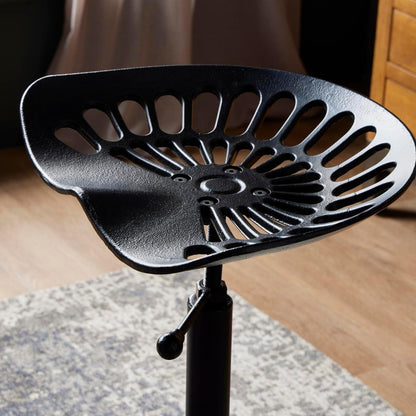 Adjustable Tractor Seat - Luxury Designer Furniture with bold industrial black metal, perfect for modern home or venue decor.