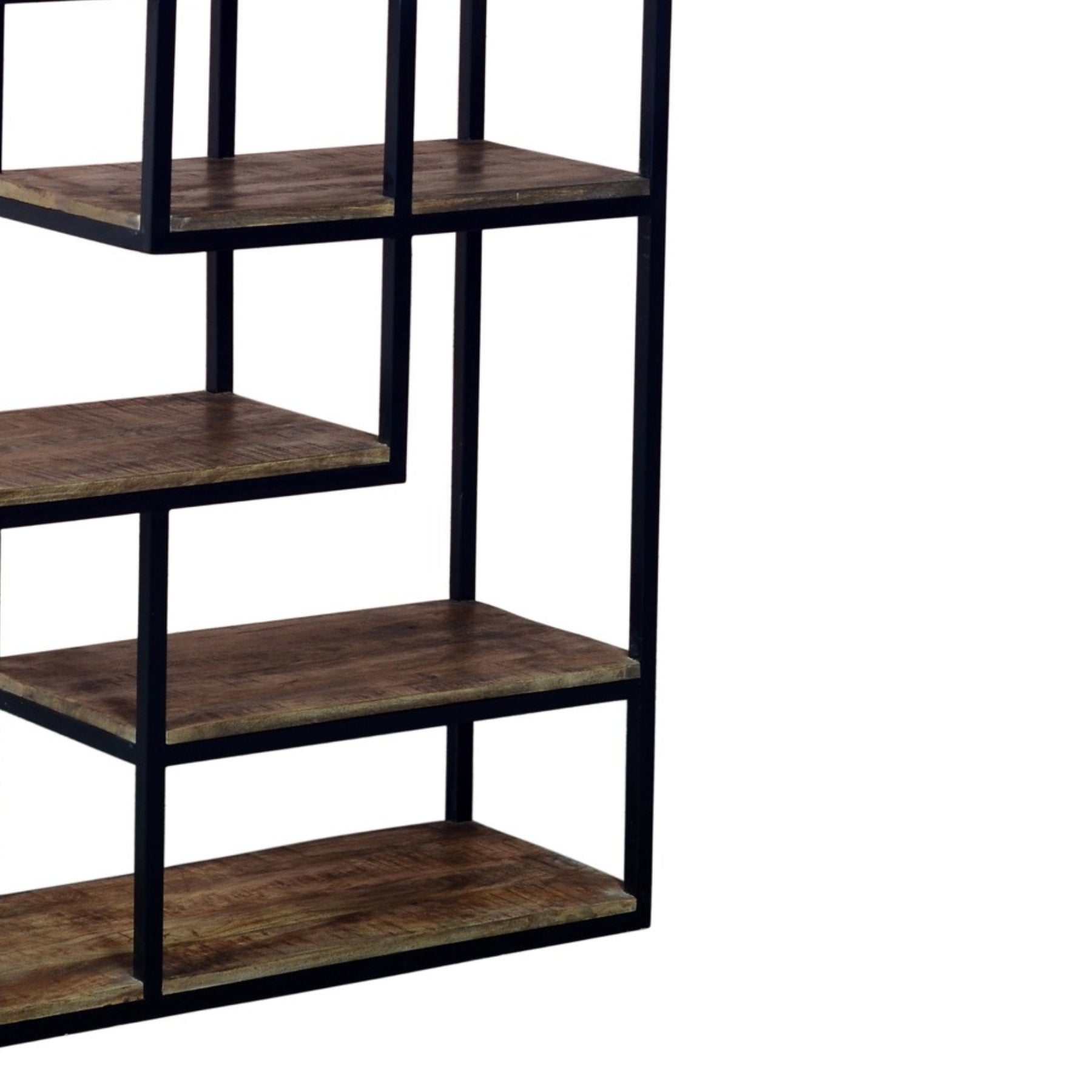 Multi Shelf Industrial Shelf Unit - Luxury Designer Furniture, Modern home decor shelving with metal frame and wood shelves.