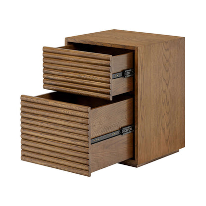 Charlton Ribbed Walnut Bedside | 2 Drawer