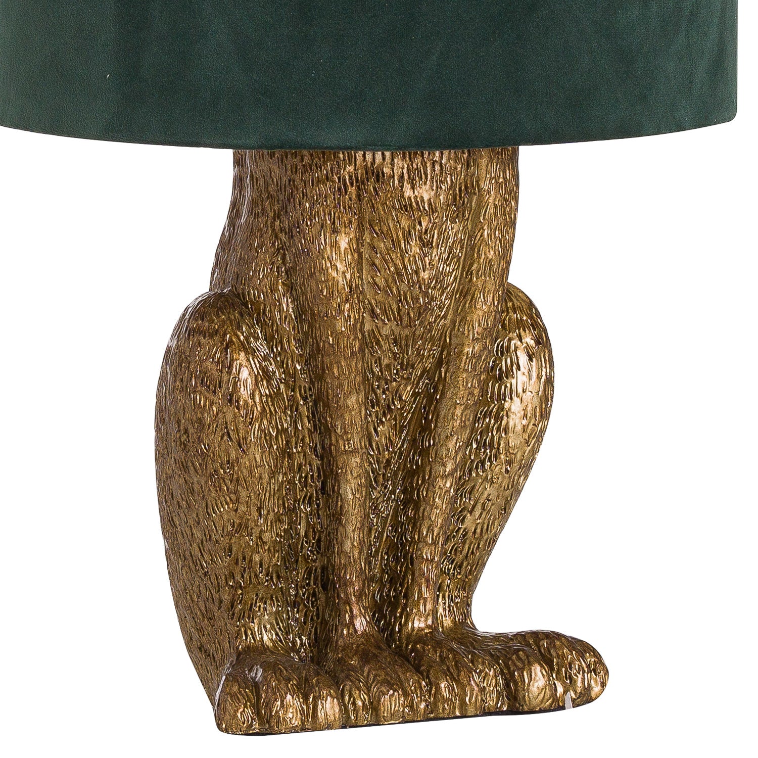 Antique Gold Hare Table Lamp with Green Velvet Shade - Luxury, Designer, Modern Furniture for Premium Home Decor