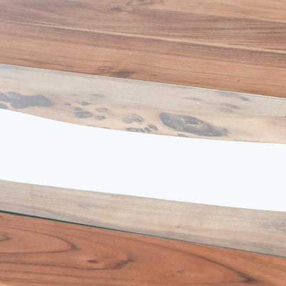 Live Edge Collection River Dining Table - Luxury and Designer Furniture with glass center. Modern and curated home decor.