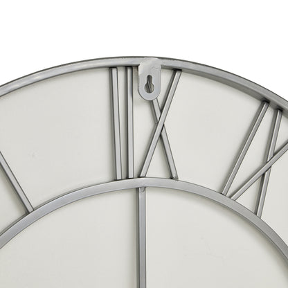 Close-up of Silver Skeleton Wall Clock, showcasing elegant metal design, part of our Luxury Designer Furniture collection for modern home decor.