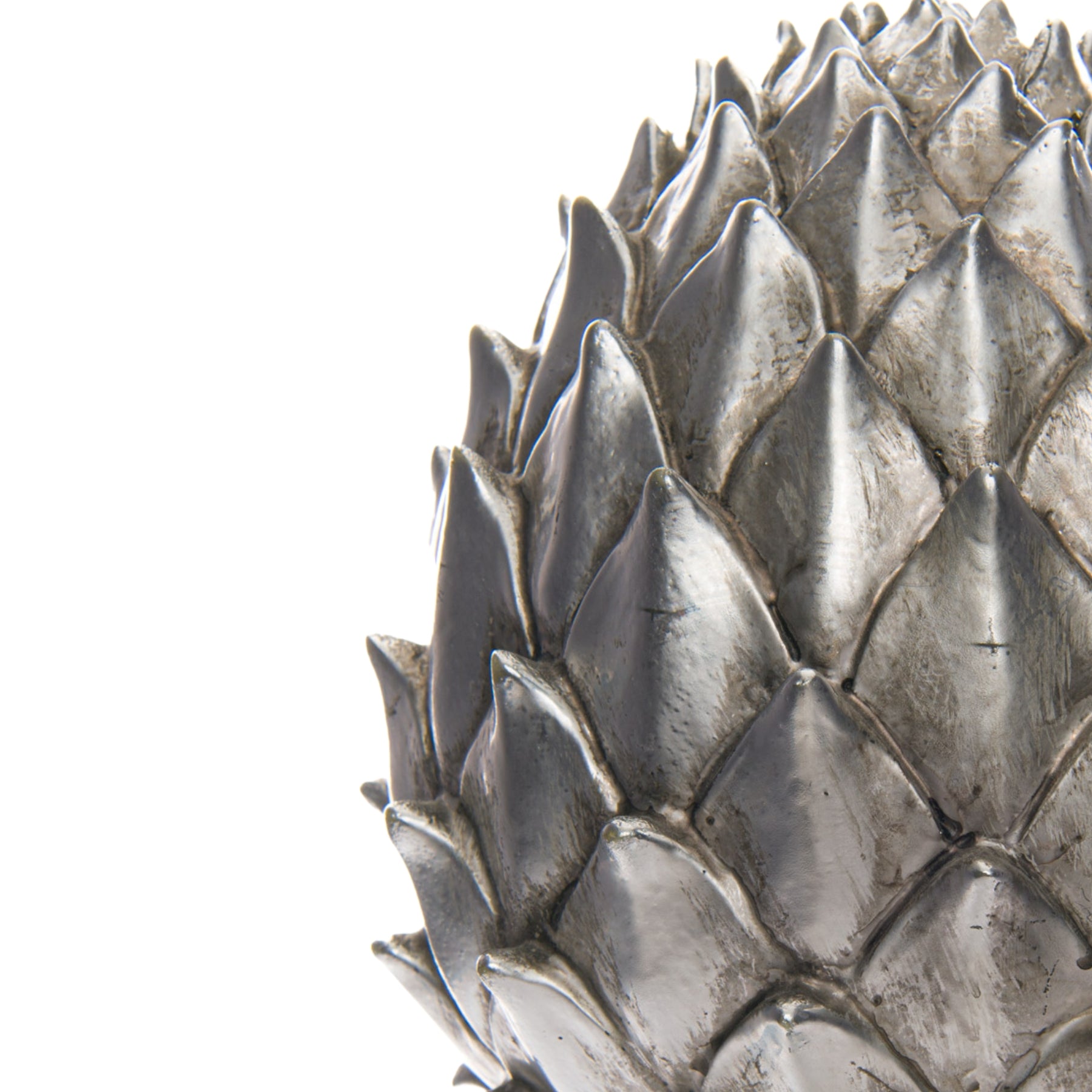 Large Silver Pinecone Finial – Luxury Designer Furniture, Modern Curated Collection, Premium Home Furnishings Inspired by Nature's Beauty.