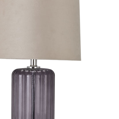 Alberta Metallic Glass Lamp With Velvet Shade – Luxury and Designer Furniture by [Vendor]. Premium modern home decor.