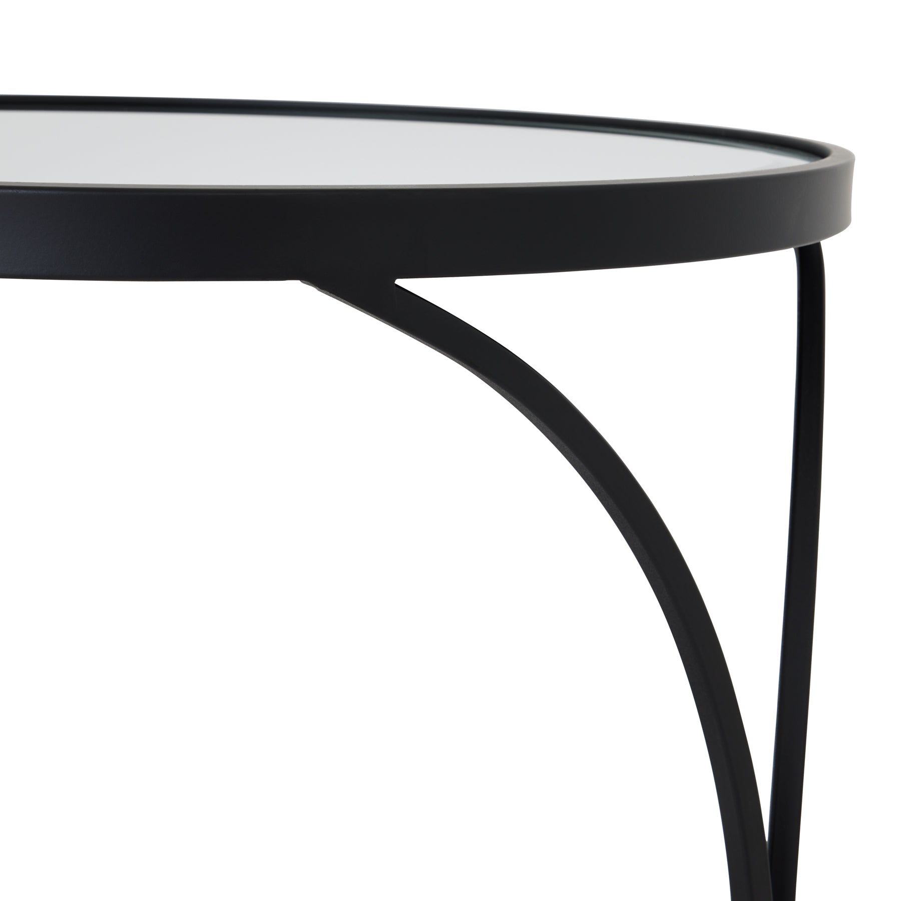 Concaved Set Of Two Black Mirrored Side Tables – Luxury and Designer Furniture, Premium Modern Home Decor by [Vendor Name].