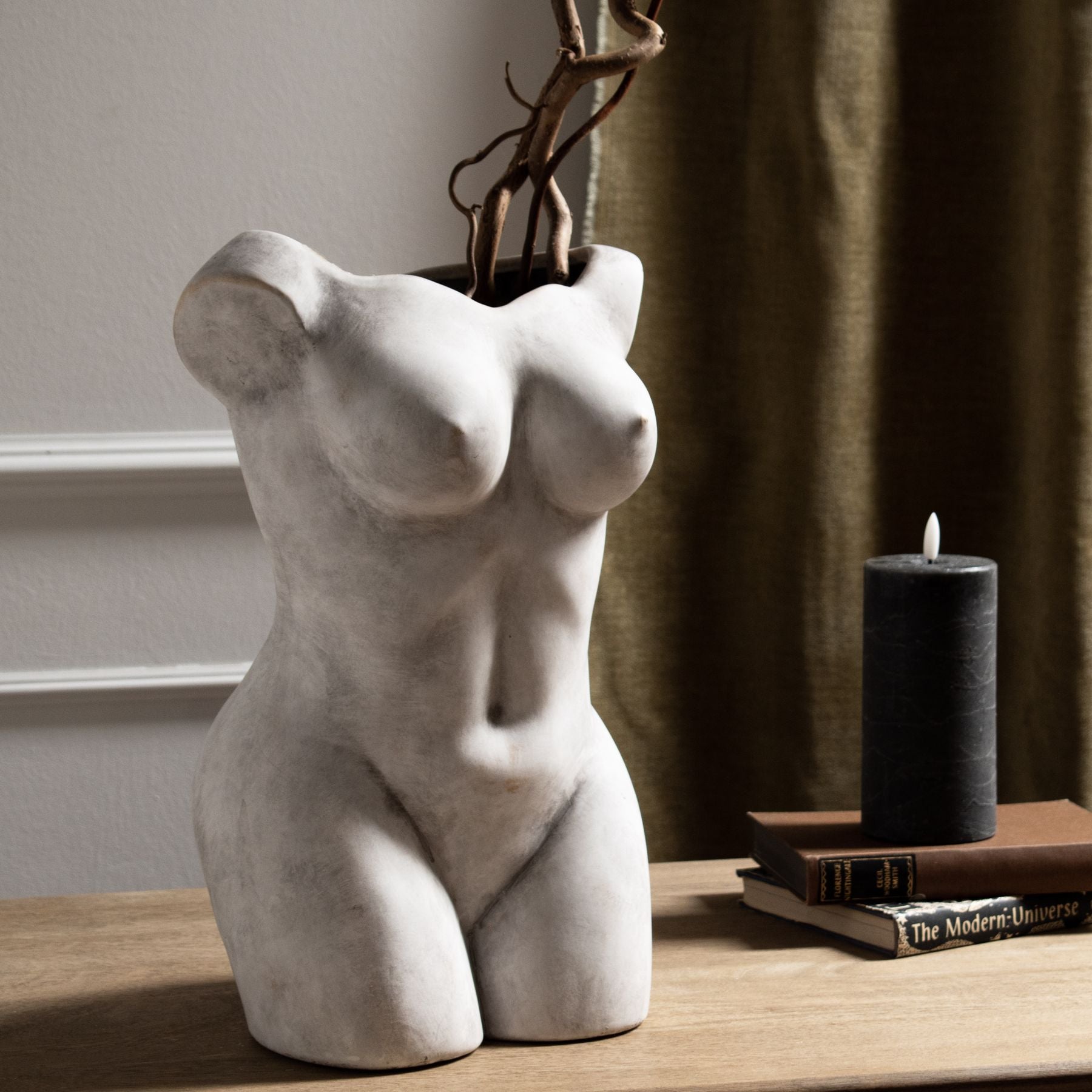 Luxury Female Figure Vase - Modern Designer Stoneware, Premium Home Furnishings, Adding Elegance to Curated Furniture Collection.