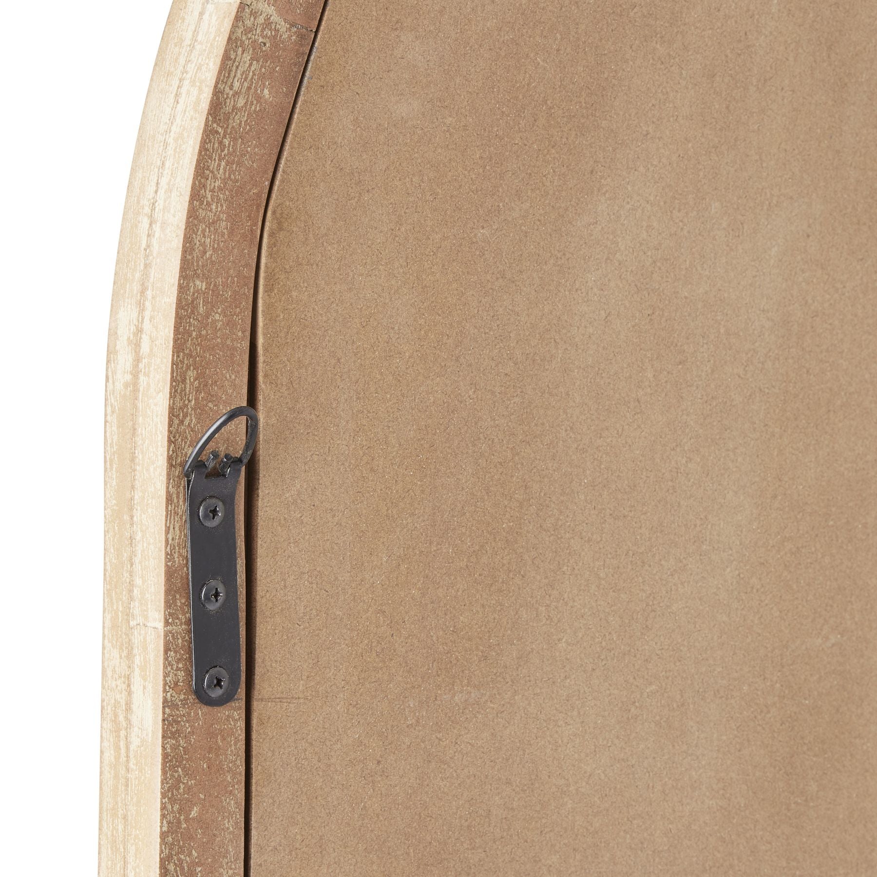 Rear view of Copgrove Collection Arched Paned Wall Mirror, showcasing elegant hard wood and mounting detail. Luxury Furniture designed for premium homes.